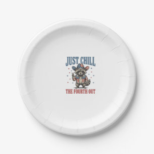 Just Chill The Fourth Out Patriotic Racoon Shirt_ Paper Plate