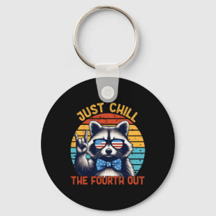 Just Chill The Fourth Out Racoon 4th Of July Vint Key Ring