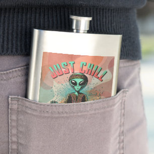 Just Chill, We Come in Peace Hip Flask