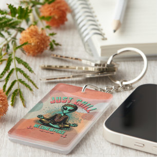 Just Chill, We Come in Peace Key Ring