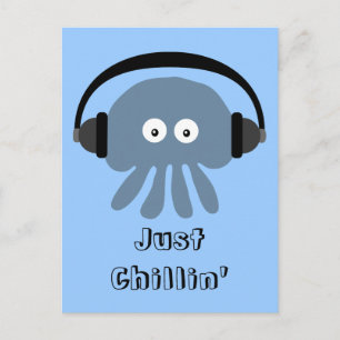 Just Chillin' Blue Jellyfish With Headphones Postcard