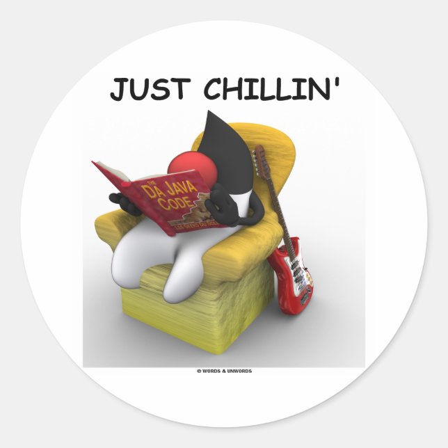 Just Chillin' (Java Duke Mascot Character) Classic Round Sticker (Front)