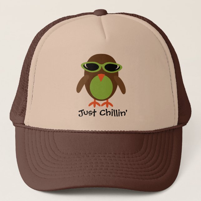 Just Chillin' Owl With Shades Trucker Hat (Front)