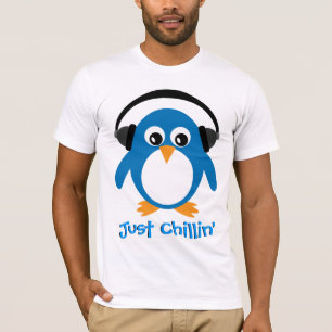 Just Chillin' Penguin With Headphones T-Shirt
