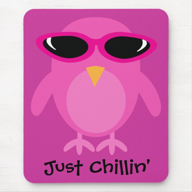Just Chillin' Pink Owl With Sunglasses Mouse Pad (Front)