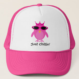 Just Chillin' Pink Princess Owl With Shades Trucker Hat