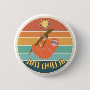 Just Chillin Sloth 6 Cm Round Badge