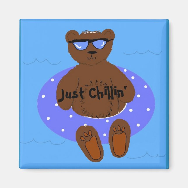 Just Chilling Bear In An Inner Tube Magnet (Front)