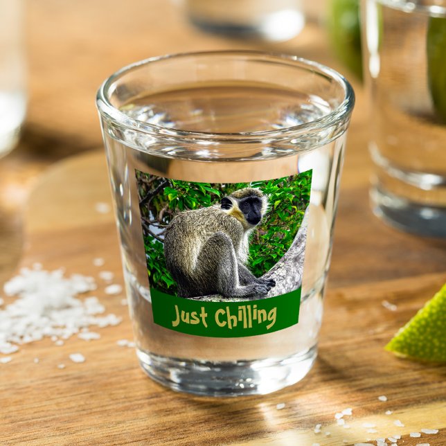 Just Chilling Green Monkey Print Shot Glass (Creator Uploaded)