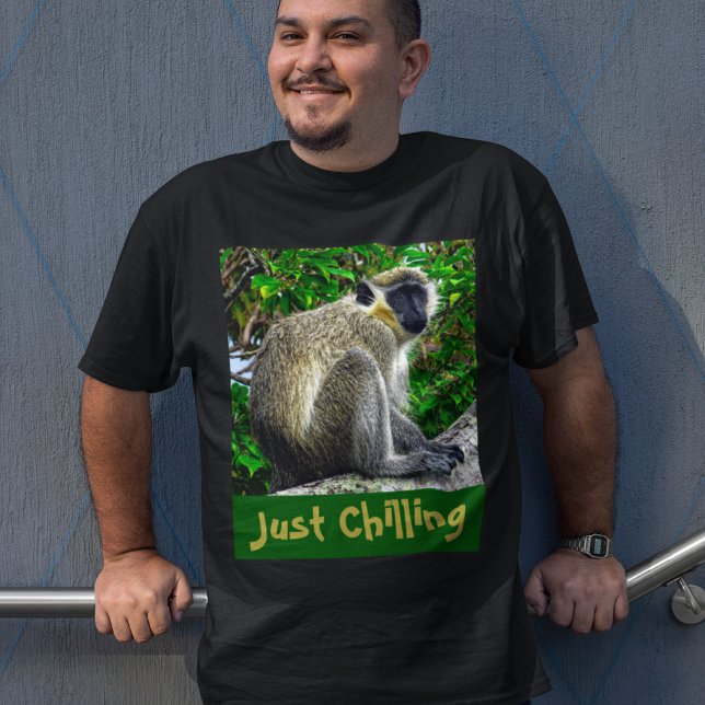 Just Chilling Green Monkey Print T-Shirt (Creator Uploaded)