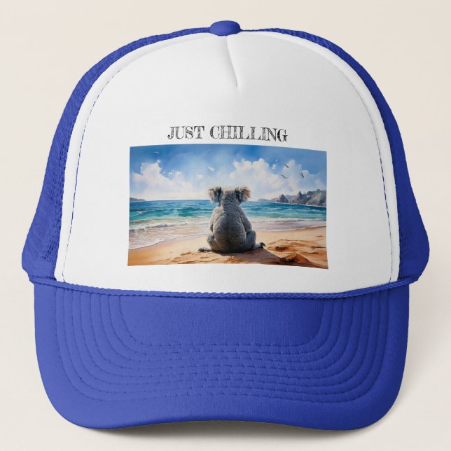 Just Chilling Koala watching the ocean Trucker Hat (Front)