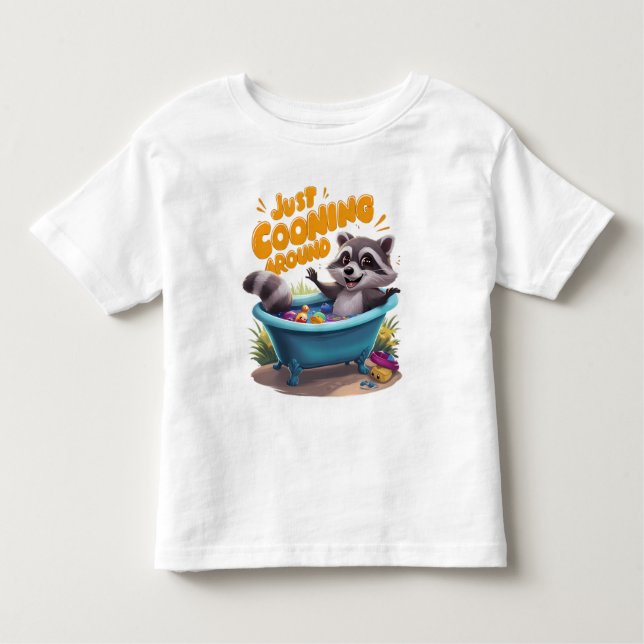 Just Cooning Mischievous Raccoons Bath Adventure Toddler T-Shirt (Front)