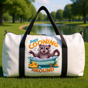Just Cooning, Playful Raccoon Bath time Adventure Duffle Bag