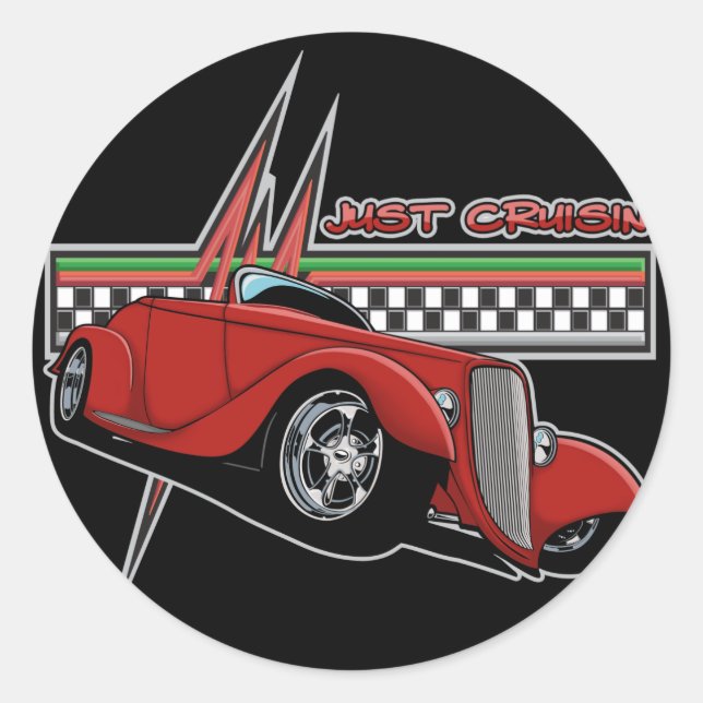 Just Cruisin Hot Rod Classic Round Sticker (Front)