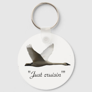 "Just cruisin'" Trumpeter Swan Key-chain Key Ring