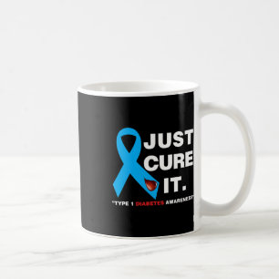 Just Cure It Blue Ribbon Type 1 Diabetes Awareness Coffee Mug