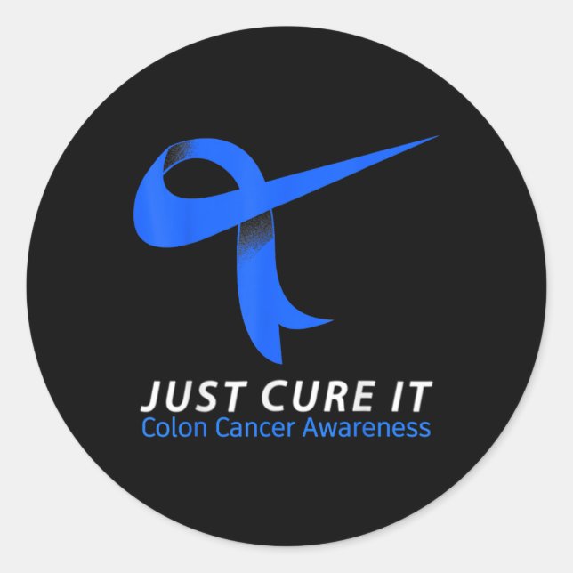 Just Cure It Blue Ribbon Warrior Colon Cancer Awar Classic Round Sticker (Front)