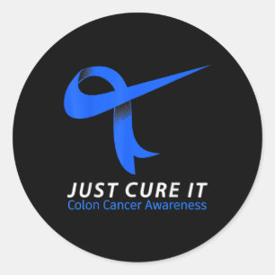 Just Cure It Blue Ribbon Warrior Colon Cancer Awar Classic Round Sticker