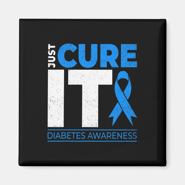 Just Cure It Diabetes Awareness Blue Ribbon Diabet Magnet (Front)