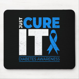 Just Cure It Diabetes Awareness Blue Ribbon Diabet Mouse Pad