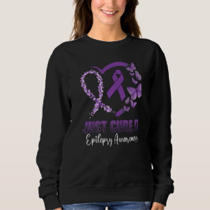 Just Cure It Epilepsy Awareness Day Butterfly Purp Sweatshirt