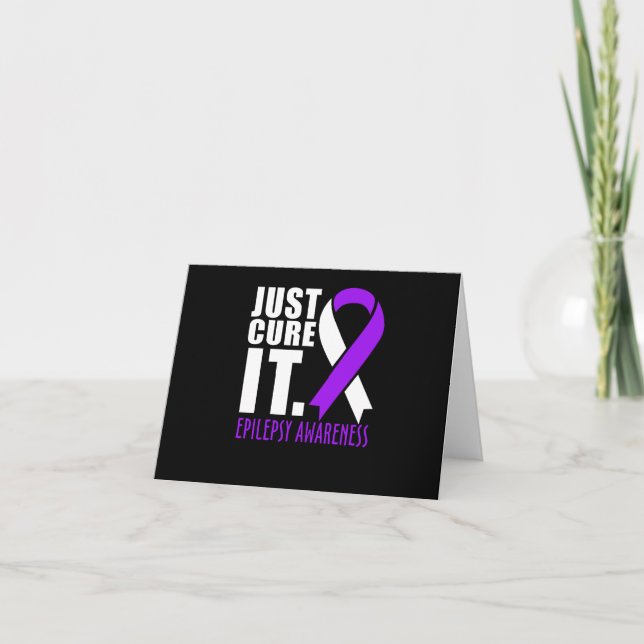 Just Cure It Epilepsy Awareness Ribbon Card (Front)