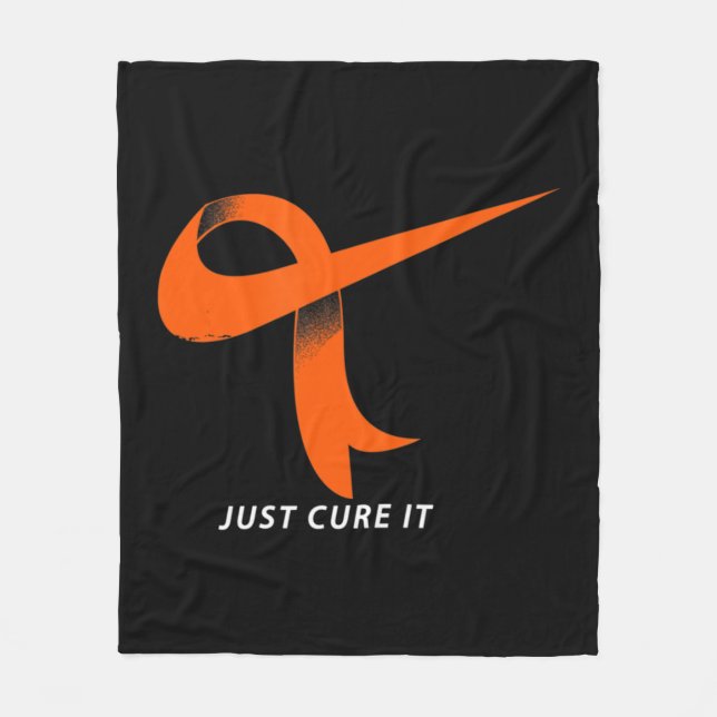 Just Cure It Orange Ribbon Leukaemia Awareness  Fleece Blanket (Front)