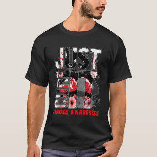 Just Cure It Stroke Awareness Red Ribbon Black Cat T-Shirt