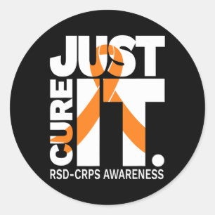 Just Cure Rsd Crps Awareness Ribbon White Text  Classic Round Sticker