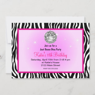 Just dance disco Diva party Invitation