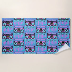 Just Dance Retro Style Boombox Beach Towel