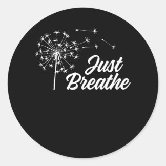 Just Dandelion Breathe Flower Yoga Meditation Gift Classic Round Sticker