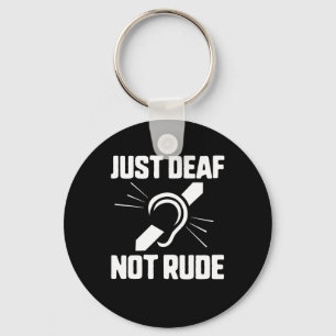 Just Deaf Not Rude Deaf Awareness Yellow Ribbon As Key Ring