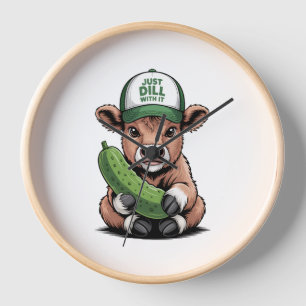 Just Dill with It Cow , Funny Pickle Clock