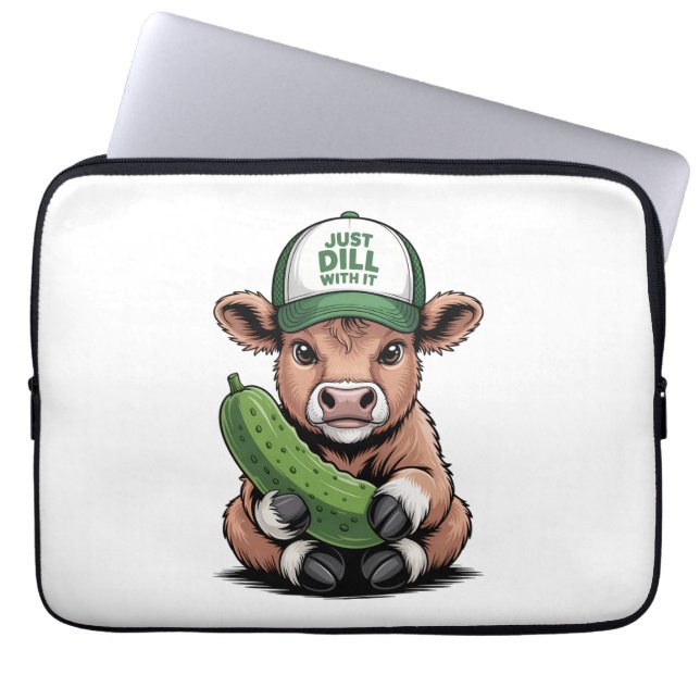 Just Dill with It Cow , Funny Pickle Laptop Sleeve (Front)