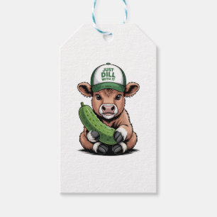 Just Dill with It Cow PNG, Funny Pickle Gift Tags