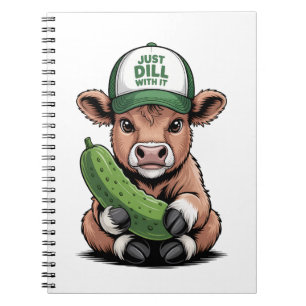 Just Dill with It Cow PNG, Funny Pickle Notebook