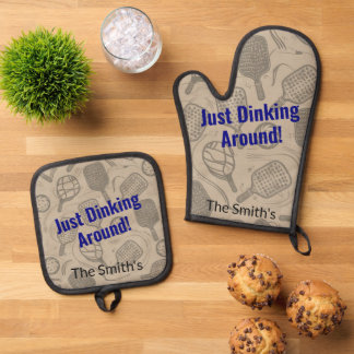 Just Dinking Around Personalised Gift Oven Mitt & Pot Holder Set