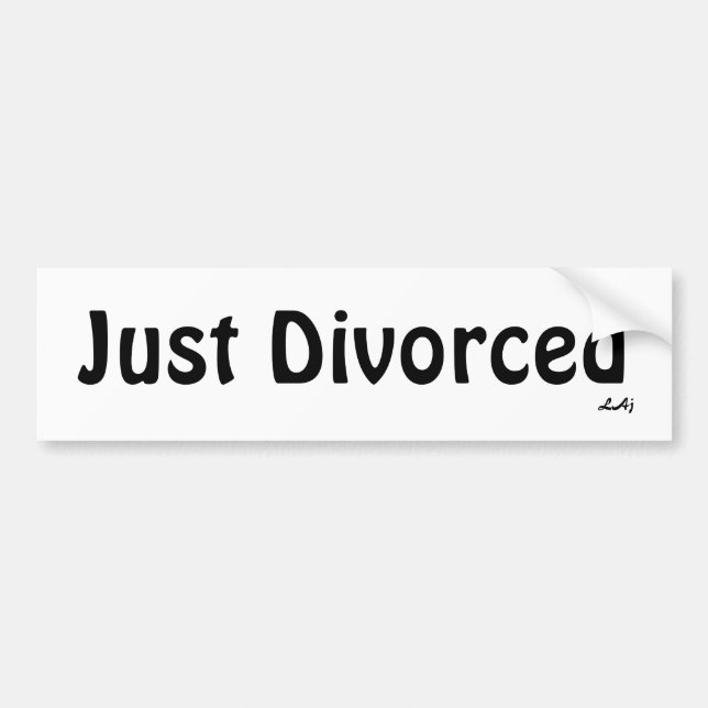 Just Divorced Black on White Bumper Sticker (Front)