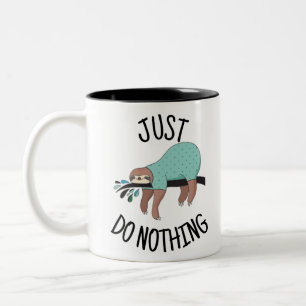 Just Do Nothing Sloth Two-Tone Coffee Mug