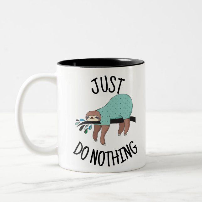 Just Do Nothing Sloth Two-Tone Coffee Mug (Left)