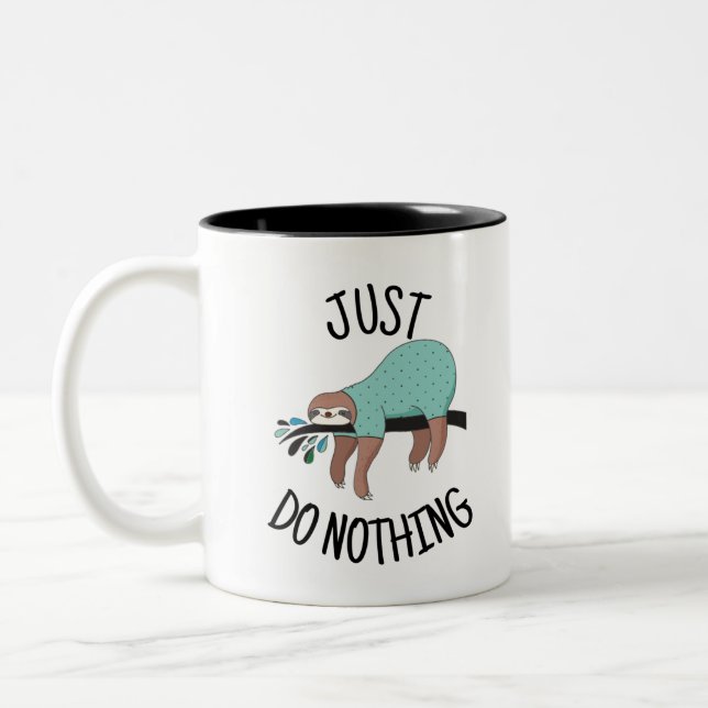 Just Do Nothing Sloth Two-Tone Coffee Mug (Left)