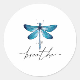 Just Dragonfly Tattoo Motif Summer Breathe Meditat Classic Round Sticker