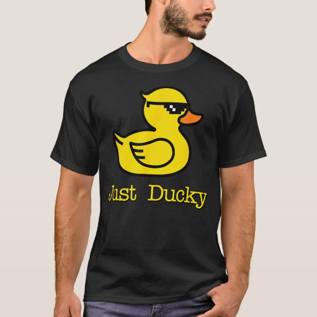Just Ducky Cool Rubber Yellow Duck Childish Graphi T-Shirt (Front)