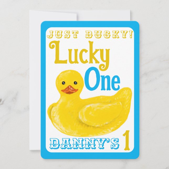 Just Ducky Lucky One First Birthday Invitation (Front)