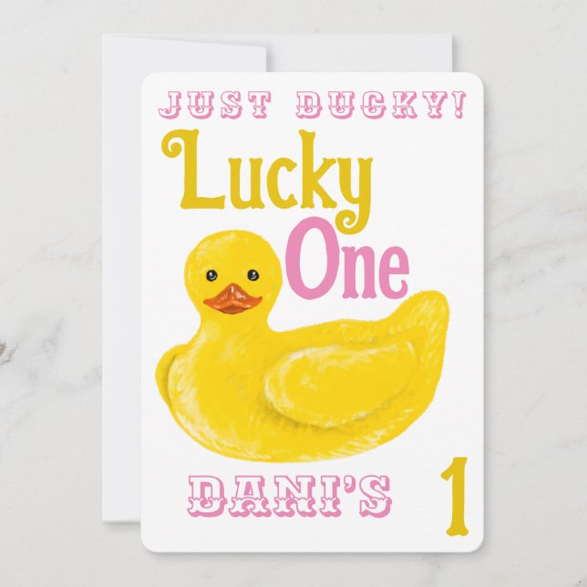 Just Ducky Lucky One First Birthday Invitation (Front)