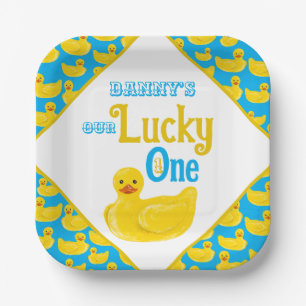 Just Ducky Lucky One First Birthday Invitation Paper Plate