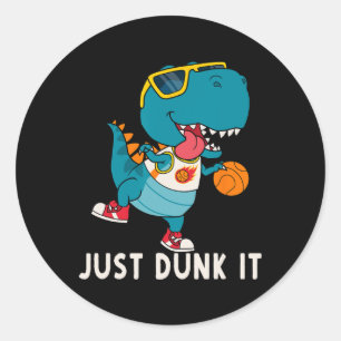 Just Dunk It Fun Dinosaur Basketball League Slam D Classic Round Sticker