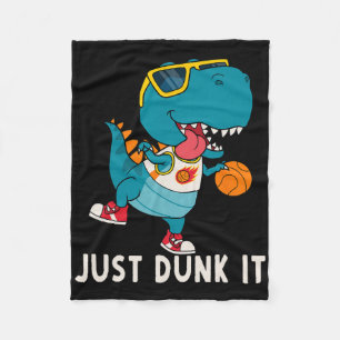 Just Dunk It Fun Dinosaur Bysketbyll League Slam D Fleece Blanket