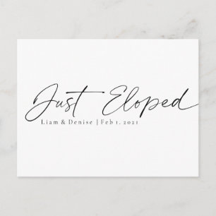 Just Eloped Elegant Script Minimal Announcement Postcard